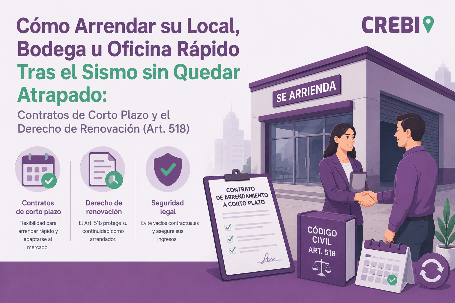 Cómo Arrendar su Local, Bodega u Oficina Rápido Tras el Sismo sin Quedar Atrapado: Contratos de Corto Plazo y el Derecho de Renovación (Art. 518)